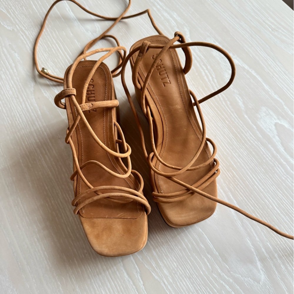 SCHUTZ Tan Wedge Sandals